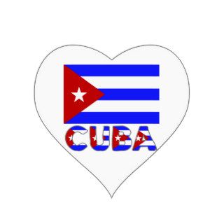 Cuba Flag & Word Light Heart Sticker
