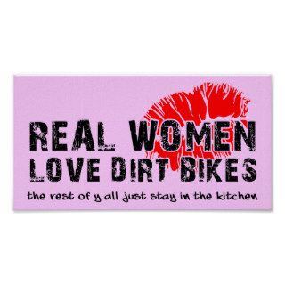 Real Women Funny Motocross Dirt Bike Poster Sign