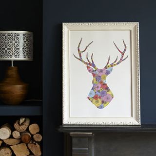 spring stag's head print by catherine colebrook