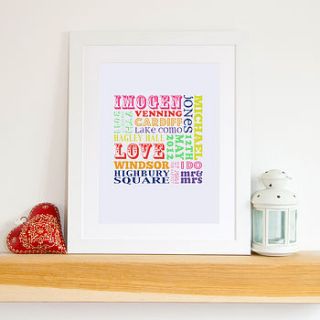 personalised 'favourite things' print by bird&bloom