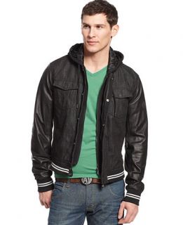 Armani Jeans Leather Sleeve Denim Jacket   Coats & Jackets   Men