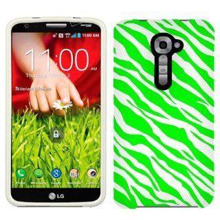 Verizon LG G2 Green White Zebra Print Phone Case Cover Cell Phones & Accessories