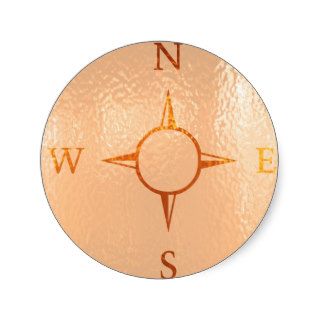 COMPASS East West North South NEWS Round Stickers