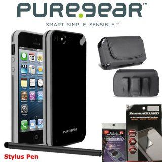 PureGear Black Tea Slim Shell Cover Case for iPhone 5 with Stylus Pen, 2 Pack Precut Screen Protectors, Case that fits your phone with the Cover on it and Radiation Shield. Cell Phones & Accessories
