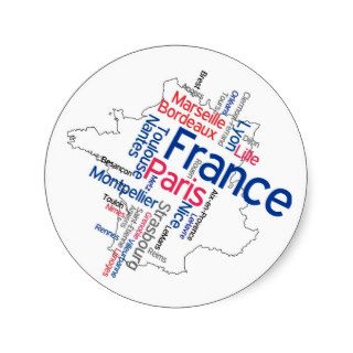 France Map Cities Round Sticker