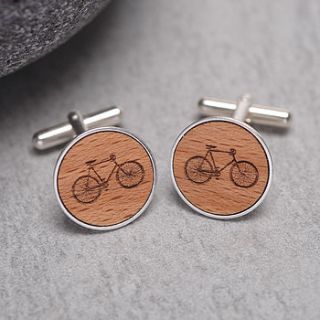 wooden bicycle cufflinks by maria allen boutique