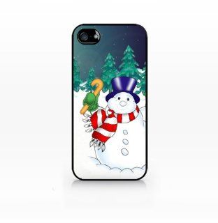 Christmas Snowman   Flat Back, iphone 4 case, iPhone 4s case, Hard Plastic Black case   GIV IP4 198 BLACK Cell Phones & Accessories