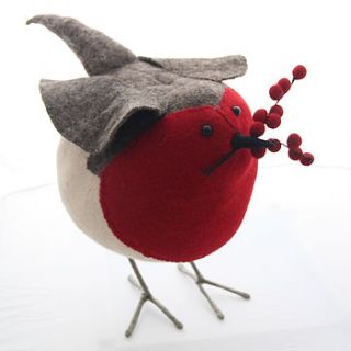 hand crafted felt berry robin by armstrong ward