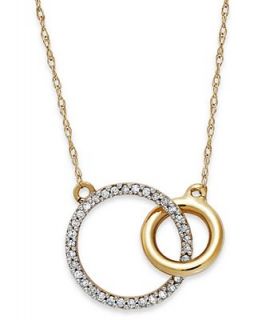 Diamond Necklace, 10k Gold Diamond Double Circle Pendant (1/10 ct. t.w.)   Necklaces   Jewelry & Watches