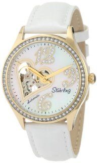 Stuhrling Original Women's 196A2.11357 Vogue Audrey Love Story Automatic Swarovski Crystal Mother Of Pearl Skeleton Watch Set at  Women's Watch store.