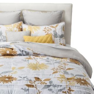 Felicity Pleated Floral 8 Piece Comforter Set   White/Gold (King)