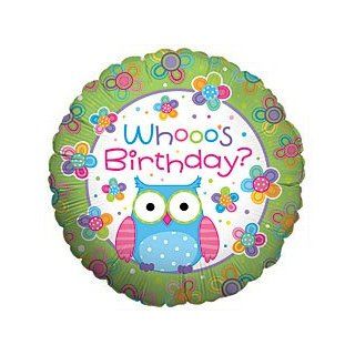 Whooos Birthday Colorful Owl Birthday Balloon 18" Mylar Balloon Health & Personal Care