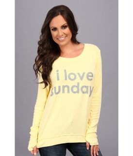 Peace Love World I Love Sundays Comfy Womens T Shirt (Yellow)