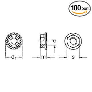 (100pcs) Metric DIN 196 M6X1 Hex Flange Lock Nut With Serrated Flange Property class 8 for size M10 and lower, Property class 10 for size M12 and higher Ships Free in USA