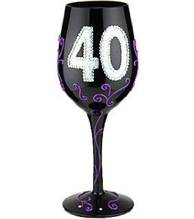 40th Birthday Wine Glass   40th Birthday Party Gift for Woman Kitchen & Dining