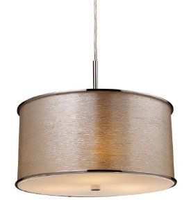 Elk 20043/3 Fabrique 3 Light Drum Pendant In Polished Chrome and Silver Streak Shade   Ceiling Pendant Fixtures  