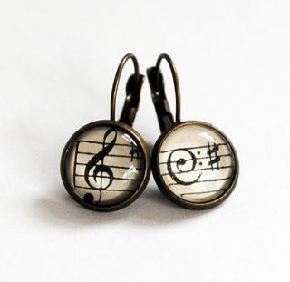 music note earrings antique bronze by naturally heartfelt