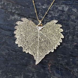 gold dipped cotton wood leaf necklace by nest