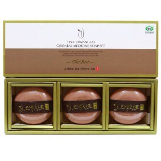 OSEQUE OSEC HWANGTO Natural Oriental Ocher Medicine Soap Pack of 3  Facial Soaps  Beauty