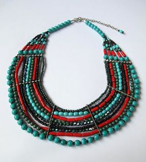 green beaded statement necklace by molly & pearl