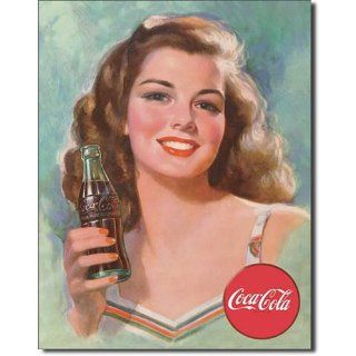Coca Cola Coke 1940s Brunette Beauty Retro Vintage Tin Sign   Decorative Signs