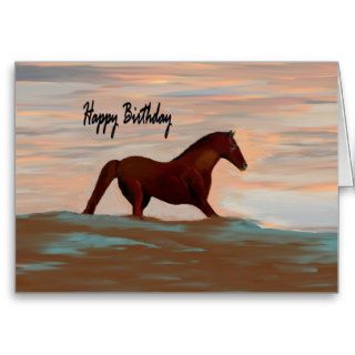 Horse on Beach Blank Birthday Card