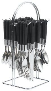 Prime Pacific Trading Flatware Set wiht Black Handles, 24 Pieces Kitchen & Dining