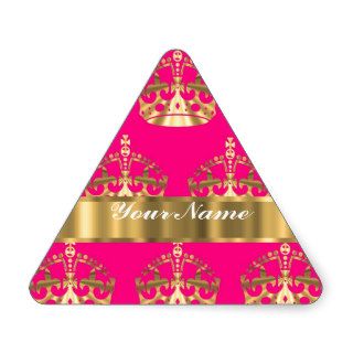 Gold crowns on hot pink triangle sticker