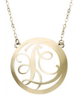 14k Gold Necklace, D Initial Scroll Circle Pendant   Necklaces   Jewelry & Watches