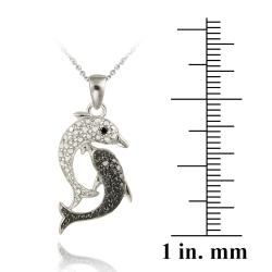 DB Designs Sterling Silver Black Diamond Accent Dolphin Necklace DB Designs Diamond Necklaces