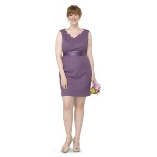 TEVOLIO Womens Plus Size Lace Sleeveless V Neck Dress   Plum Spice   26W