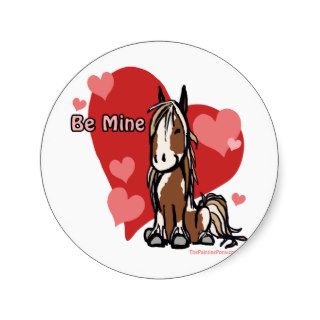 Cute Valentines Day Pony Round Stickers