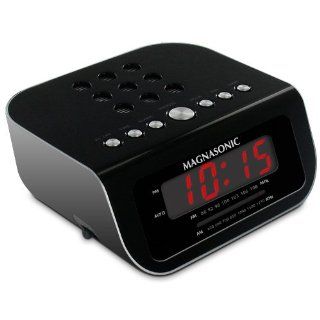 Magnasonic MAG MM189K Ultra Compact AM/FM Alarm Clock Radio with 9V Battery Backup Electronics