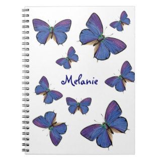 Pretty Blue Butterfly Spiral Note Books