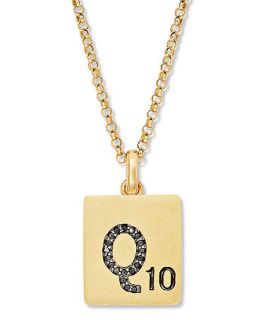 Scrabble� 14k Gold over Sterling Silver Black Diamond Accent Q Initial Pendant Necklace   Necklaces   Jewelry & Watches