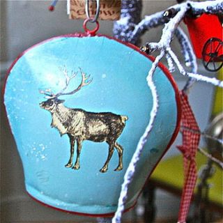 large blue reindeer cow bell by london garden trading