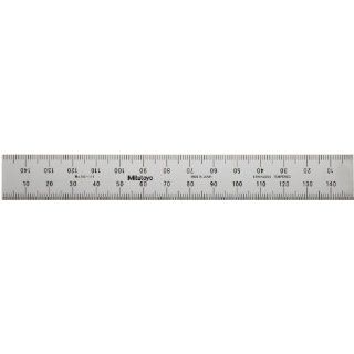 Mitutoyo 182 111, Steel Rule, 150mm, (1mm, 1/2mm), 1.2mm Thick X 19mm Wide, Satin Chrome Finish Tempered Stainless Steel Construction Rulers