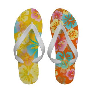 PixDezines hibiscus retro/diy background color Sandals