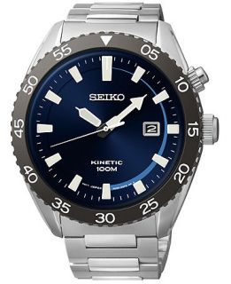 Seiko Mens Kinetic Stainless Steel Bracelet Watch 44mm SKA623   Watches   Jewelry & Watches