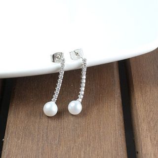 pearl and diamante silver drop earrings by astrid & miyu