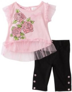 Young Hearts Baby Girls Infant Floral Print Knit Top With Capri Pant Set Infant And Toddler Pants Clothing Sets Clothing