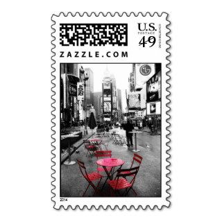 Times Square Black White Red Stamps