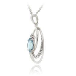 Glitzy Rocks Sterling Silver Blue Topaz and Diamond Circle Necklace Glitzy Rocks Gemstone Necklaces