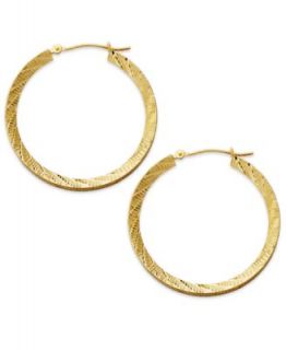 14k Gold Earrings, Diamond Cut Pierced Hoop Earrings   Earrings   Jewelry & Watches