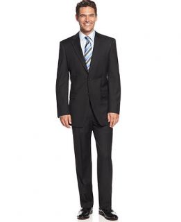 Jones New York Suit 24/7 Black Solid Herringbone Athletic Fit   Suits & Suit Separates   Men