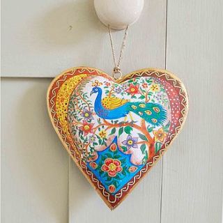 peacock hanging heart decoration by anusha