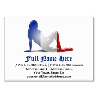 French Girl Silhouette Flag Business Card Template