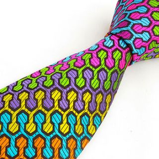 colourful geometric silk tie by vava neckwear