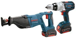 Bosch CLPK201 181 18 Volt Lithium Ion 2 Tool Combo Kit 1/2 Inch Drill/Driver, Reciprocating Saw, 2 Batteries, Charger and Case   Power Tool Combo Packs  