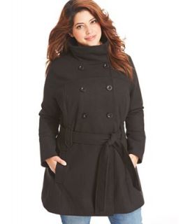 Dollhouse Plus Size Coat, Double Breasted Belted Pea Coat   Coats   Plus Sizes